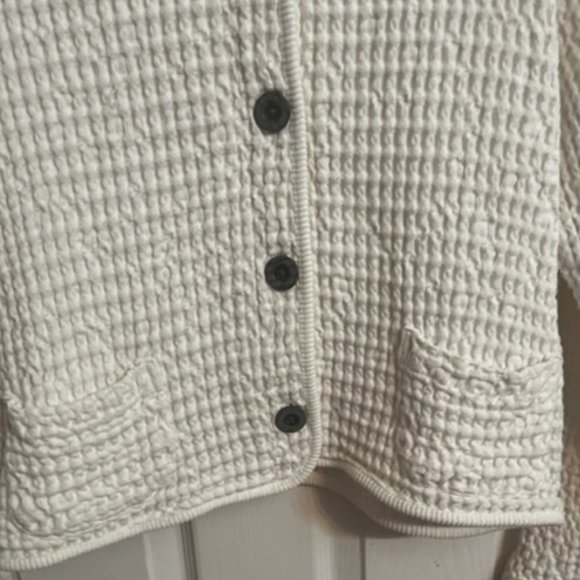 Mod-o-doc  White/Cream Long Sleeve Front Button Patch Pocket Jacket - Large - Picture 3 of 5